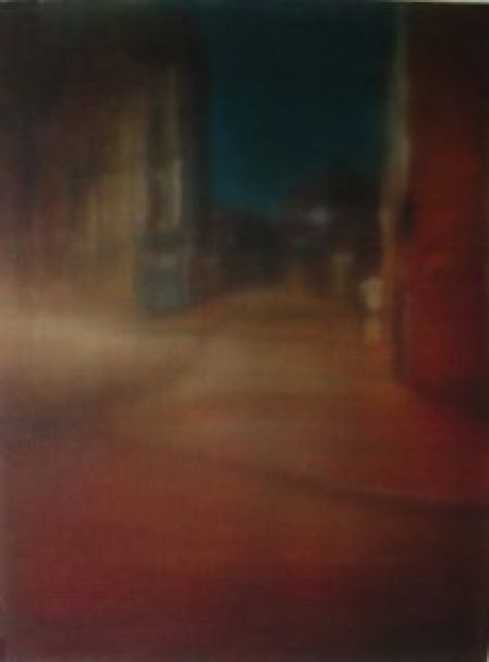 red street scene at night